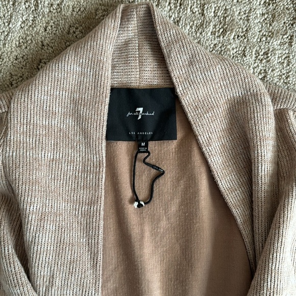 7 For All Mankind waist tie Cardigan beige Size Medium long-sleeve - Picture 4 of 12